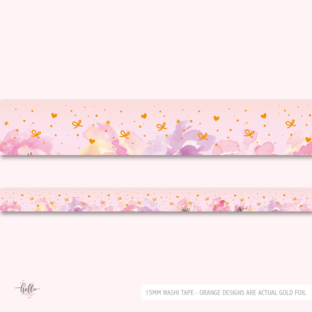 Fairy Foxy hand-drawn rose gold foil accents washi tape - Washi