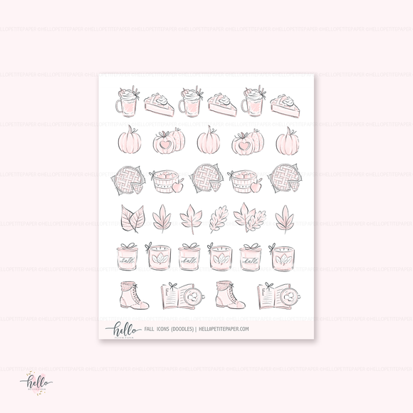 Doodle icons (FALL) - planner stickers
