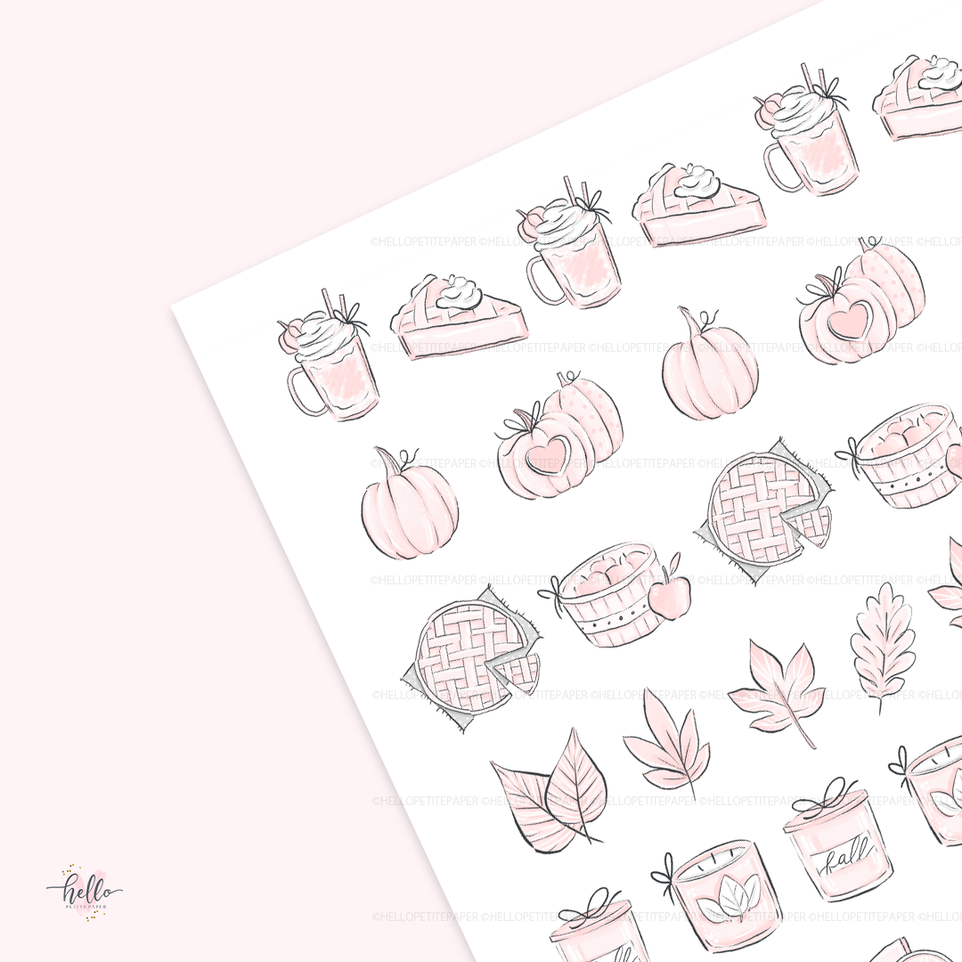 Doodle icons (FALL) - planner stickers