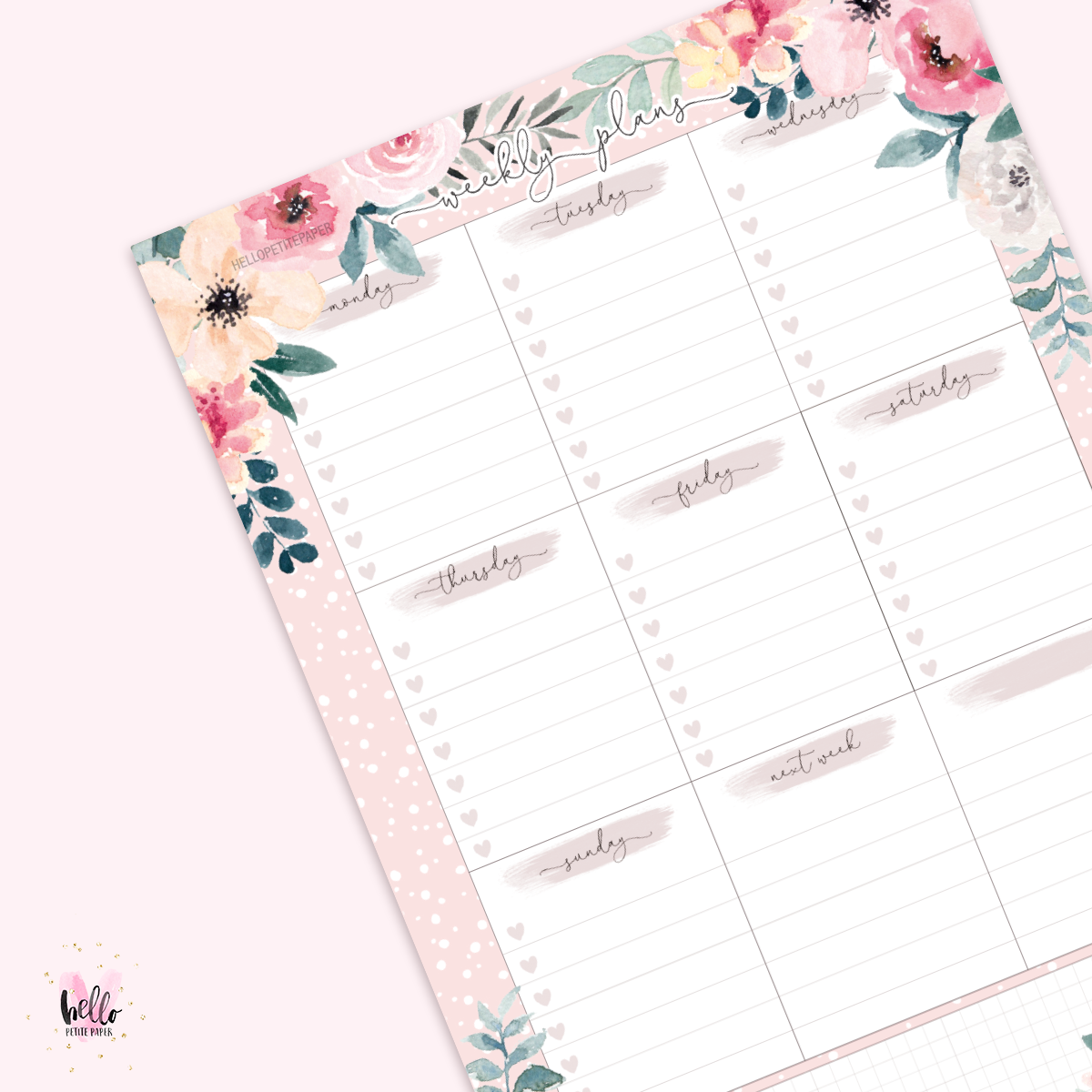A5 Weekly Notepad - Flower Market - desk planner/ agenda