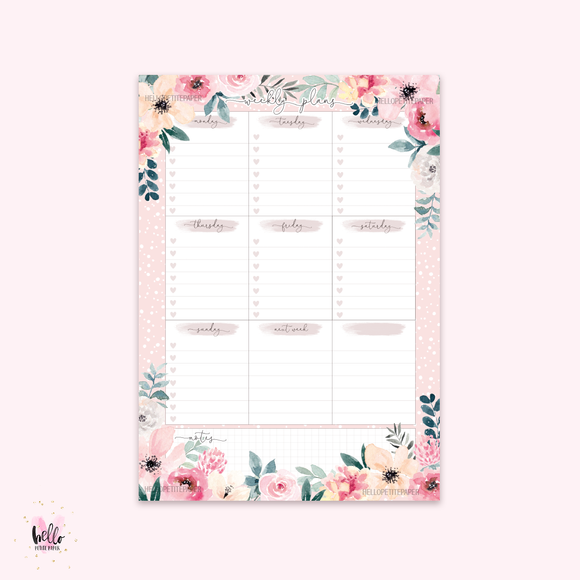 A5 Weekly Notepad - Flower Market -  desk planner/ agenda