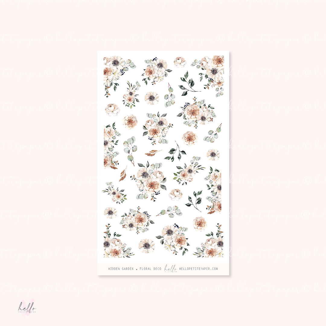 Hidden garden - floral deco, planner stickers