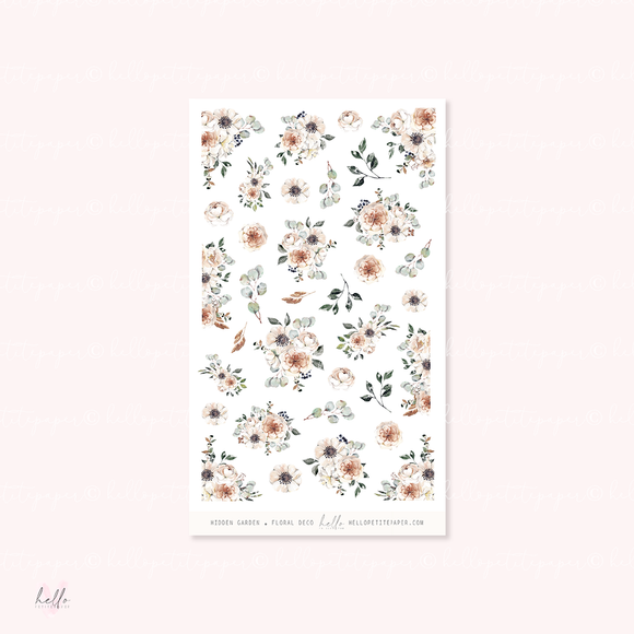 Hidden garden - floral deco, planner stickers