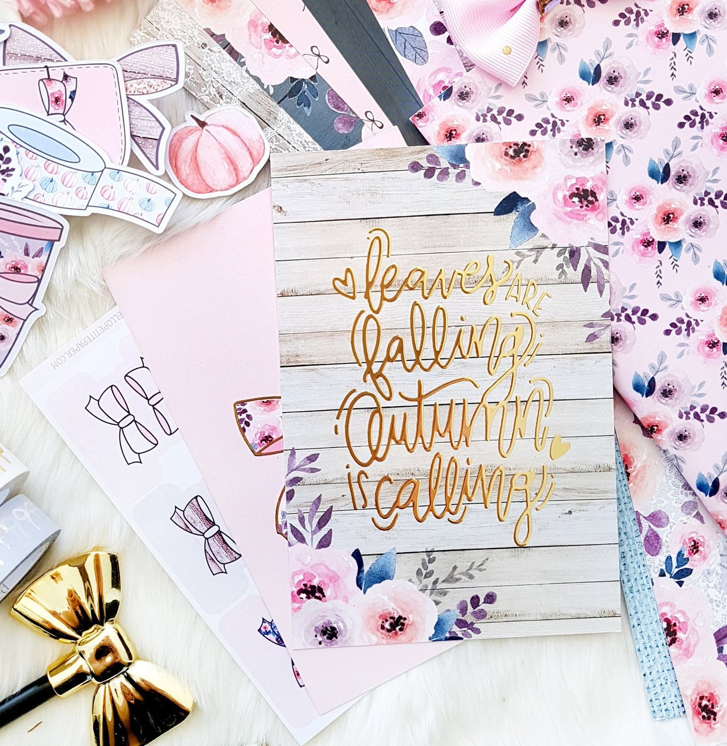 2 gold foil Journaling cards | double sided - Autumn Calling