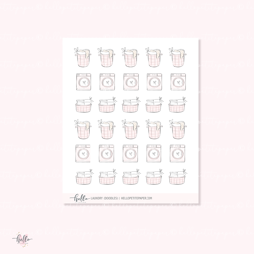 Doodle icons (LAUNDRY) - hand-drawn planner stickers