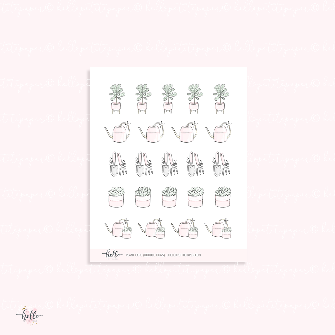 Doodle icons (PLANT CARE) - planner stickers