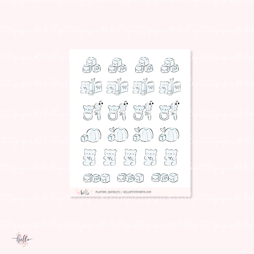 Doodle icons (PLAYTIME) - hand-drawn planner stickers