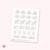 Doodle icons (PLAYTIME)  -  hand-drawn planner stickers
