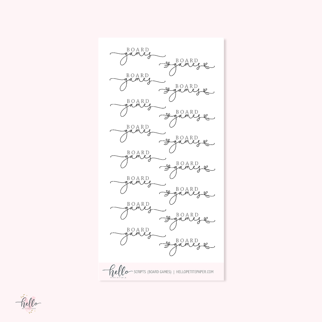 Mini scripts | Board Games - planner stickers