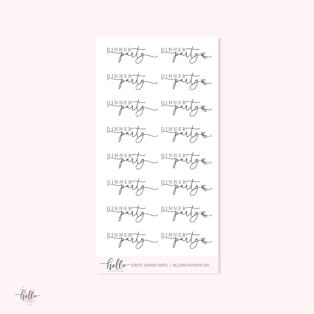 Mini scripts | Dinner Party - planner stickers