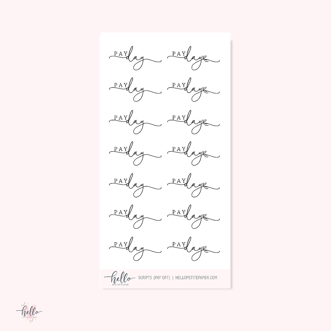 Mini scripts | Pay Day - planner stickers