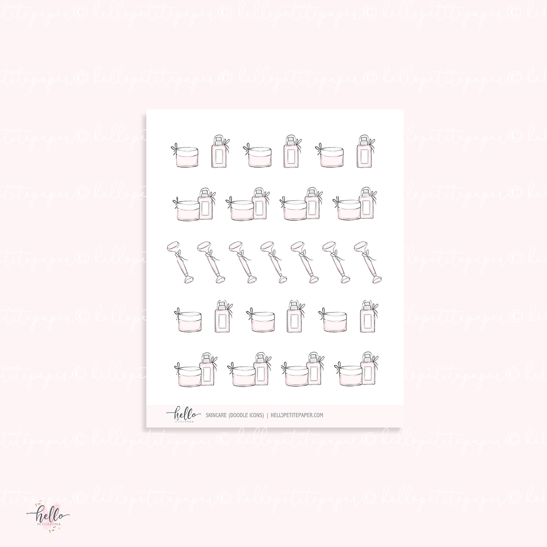 Doodle icons (SKINCARE) - planner stickers