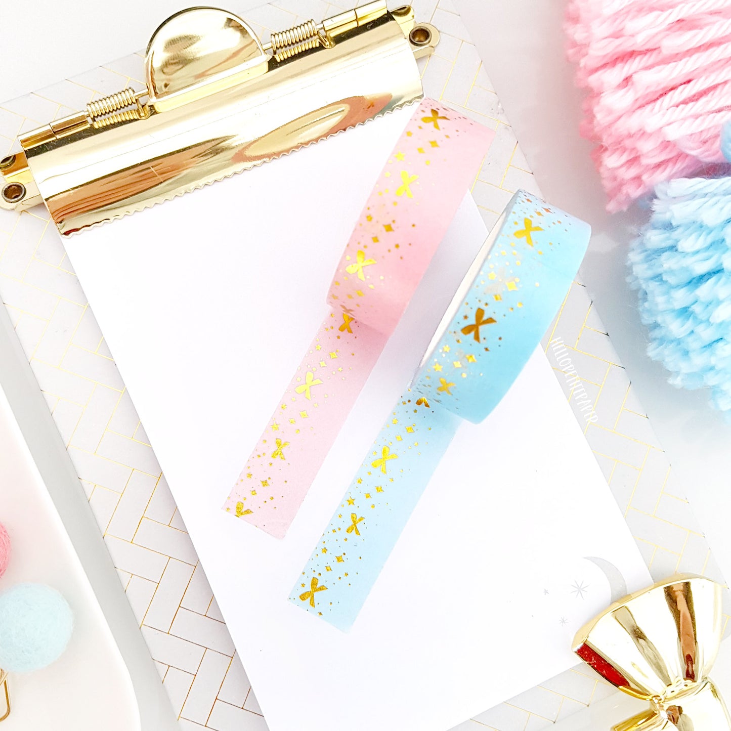Gold foil washi tape - bows & stars (one)