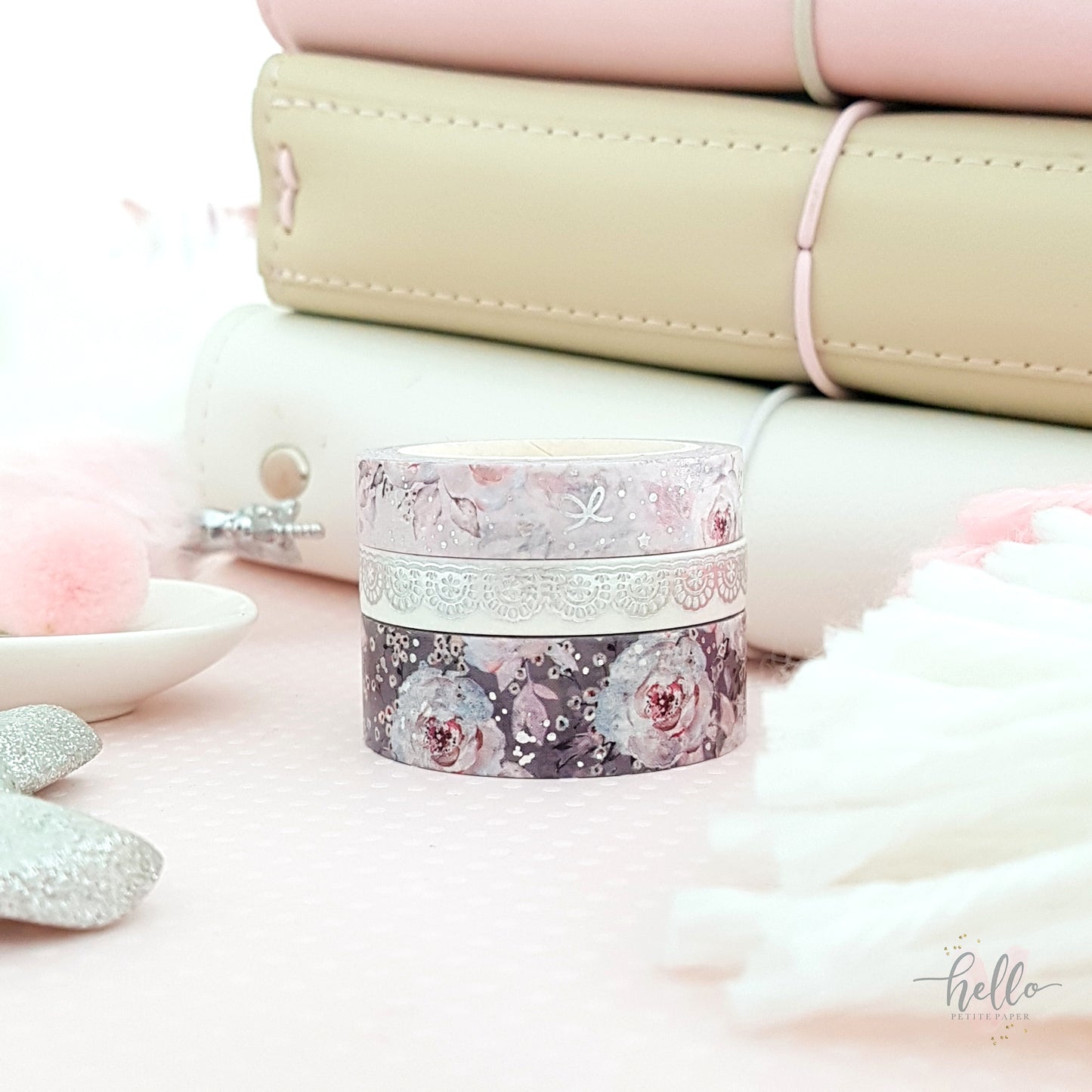 Boudoir - washi set (3 silver foil washi tapes)