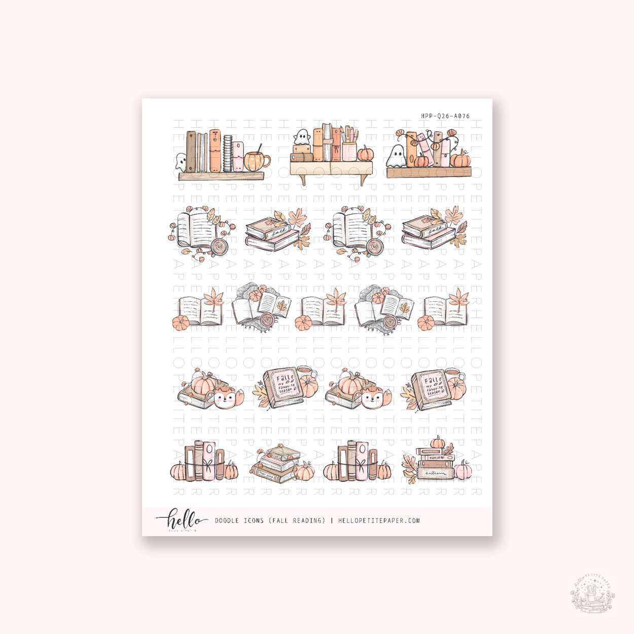 Doodle Icons (FALL READING) | hand-drawn planner stickers