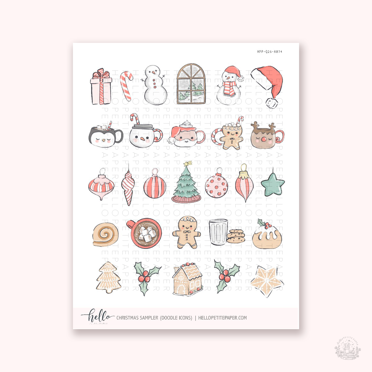 Doodle Icons (CHRISTMAS SAMPLER) | hand-drawn planner stickers