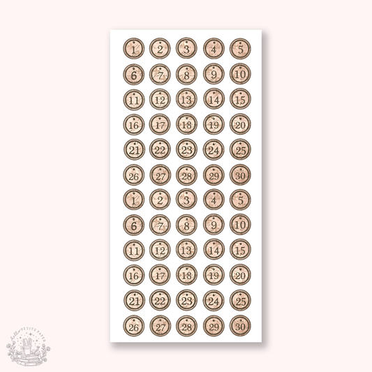 Journaling Essentials -  Vintage monthly dates stickers (J26-A138)