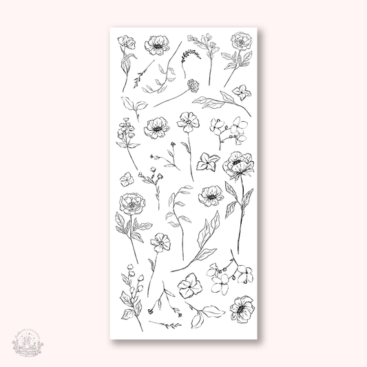 Essentials - Line art flowers stickers (EJ74)