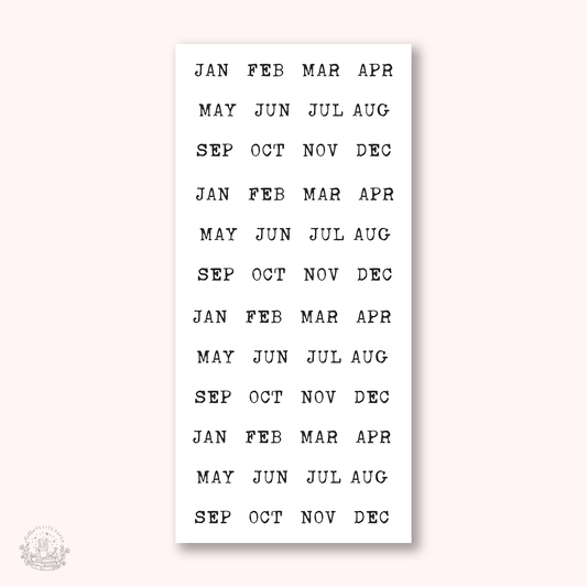 Essentials - Large typewriter condensed monthly stickers (EJ78)