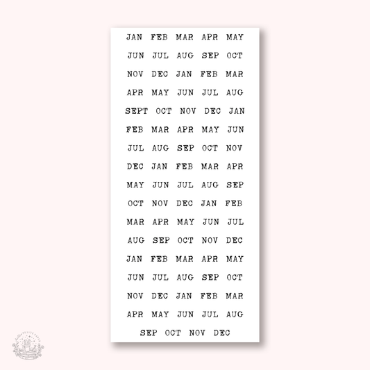Essentials - Small typewriter condensed monthly stickers (EJ79)