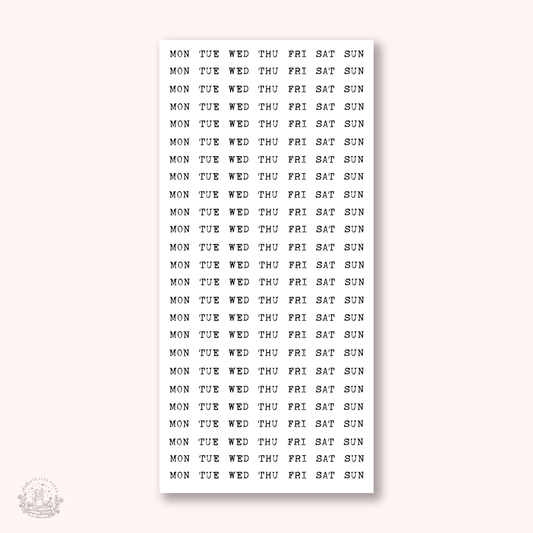 Essentials - Small typewriter condensed week stickers (EJ80)