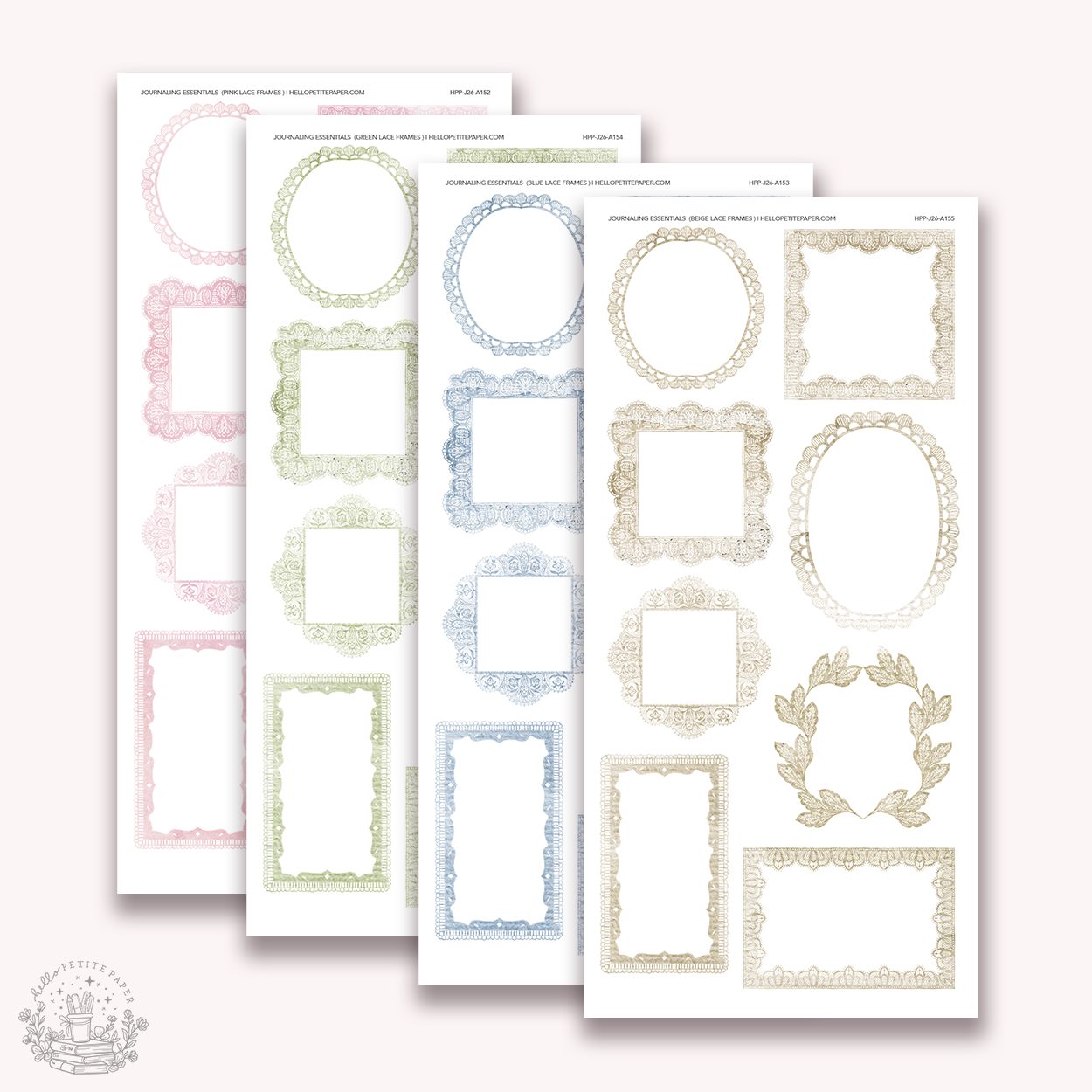 Journaling Essentials - Lace frame stickers (various colors)