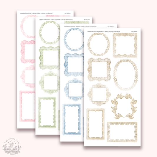 Journaling Essentials - Lace frame stickers (various colors)