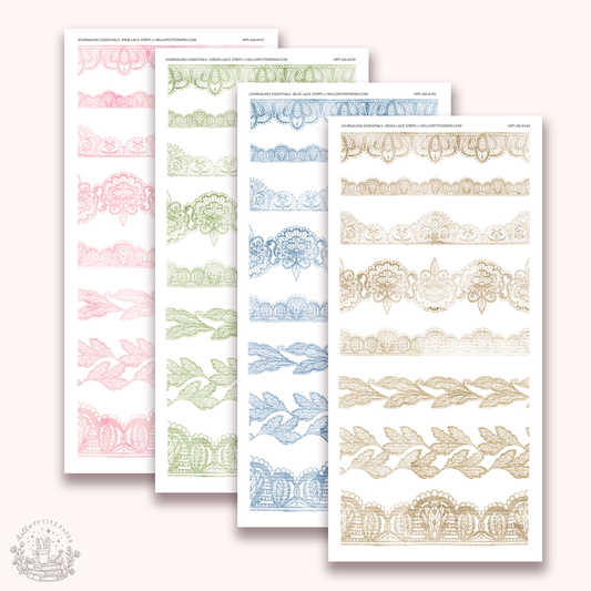 Journaling Essentials - Lace strips stickers (various colors)