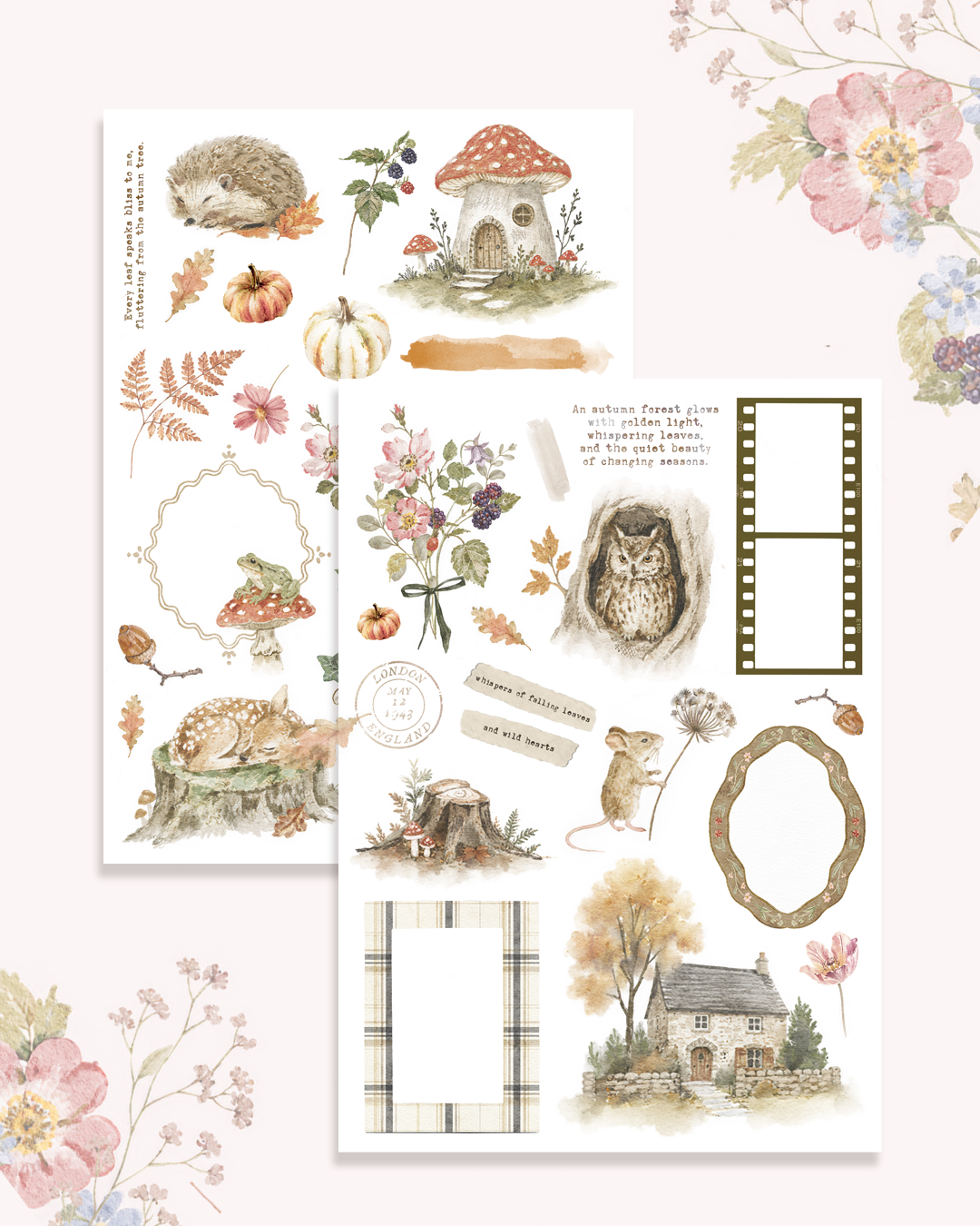 Cozy Foragers  - Journaling Sticker Kit.
