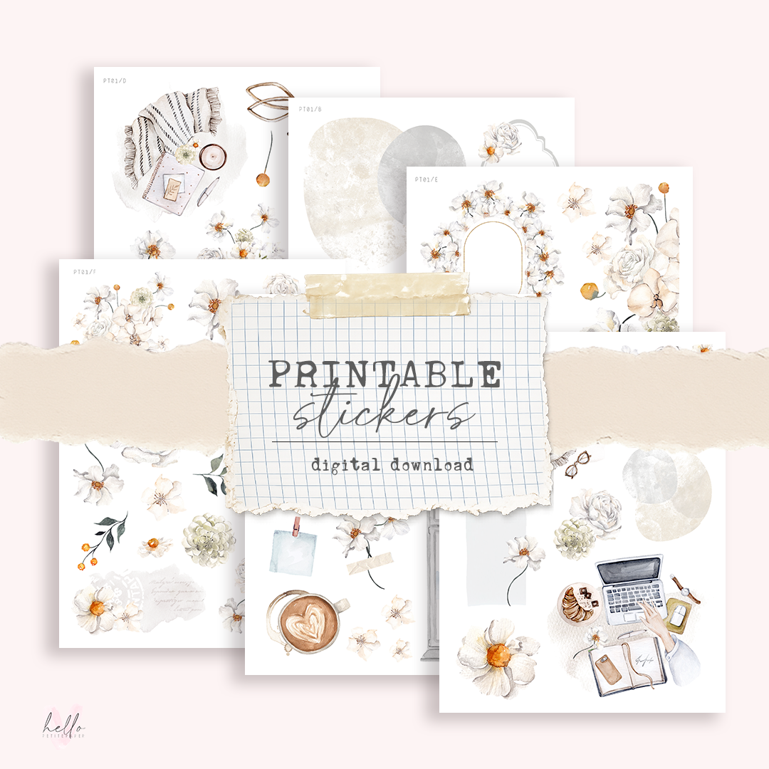 Printable sticker kit (Petite Tuesday 01) - digital download