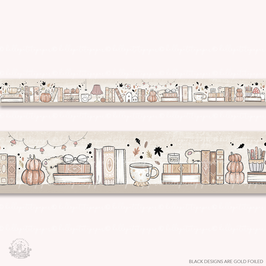 Autumnal Library - Gold Foiled washi tape (30mm)