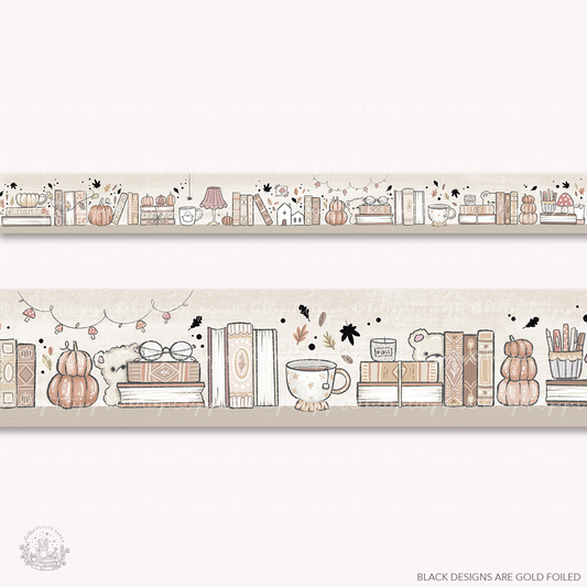 Autumnal Library - Gold Foiled washi tape (30mm)