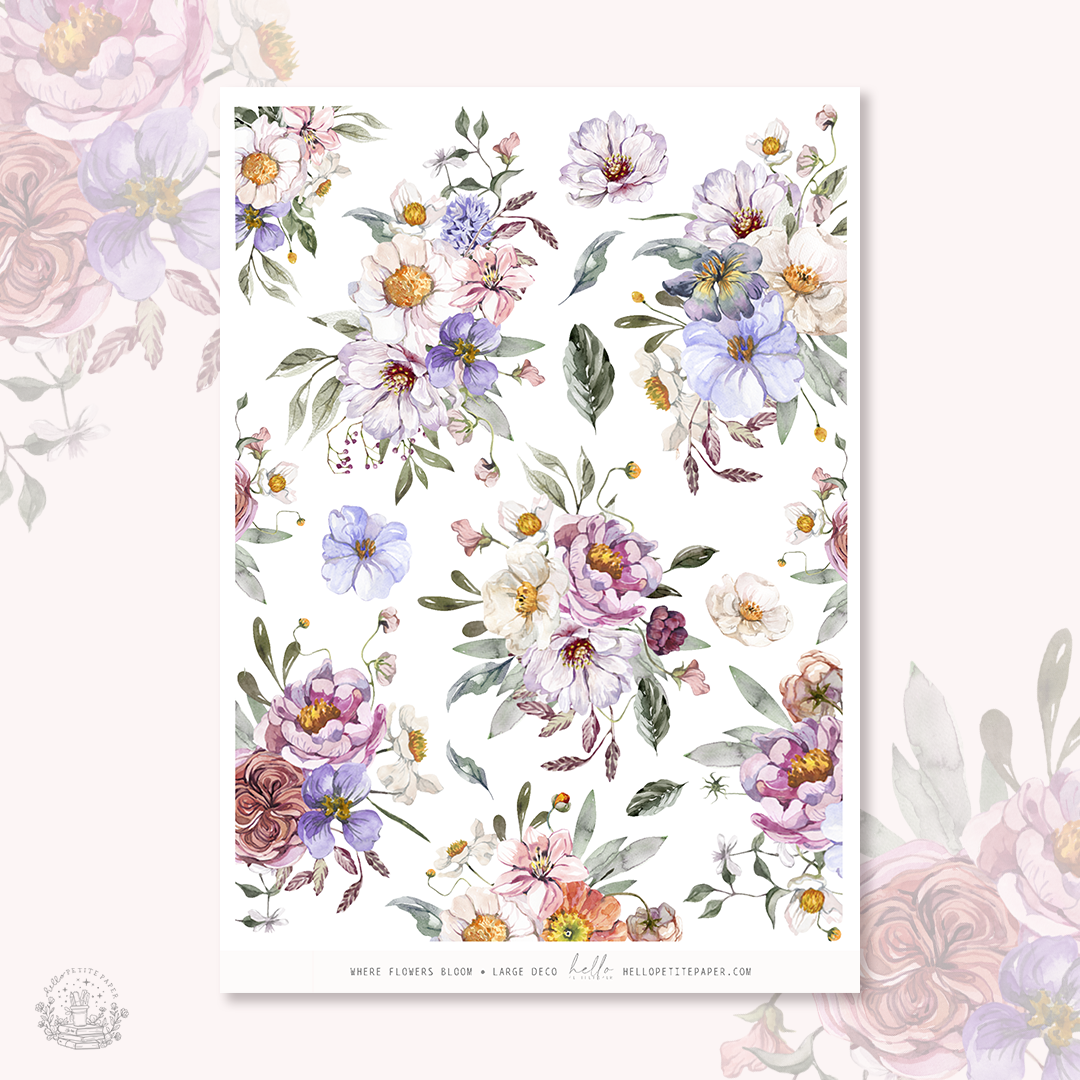 Where Flowers Bloom  - Large Floral Deco Stickers