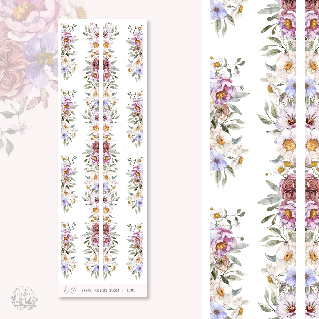 Where Flowers Bloom  - floral trims | planner stickers