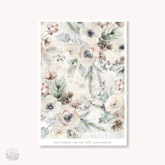 Winter Celebration | tearable washi sheet (1 sheet)