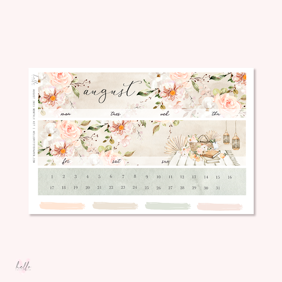 August Monthly Sticker Kit