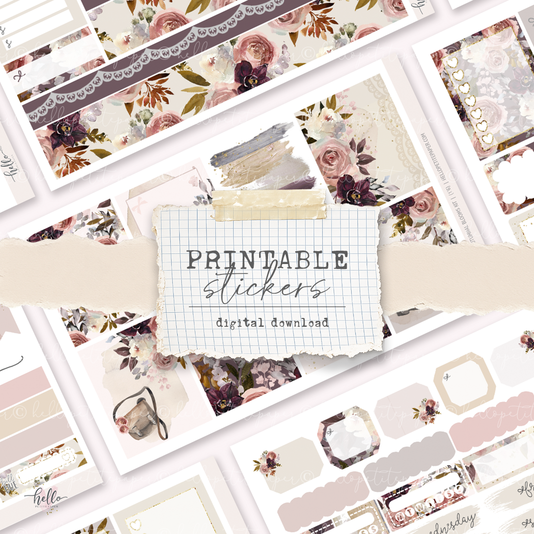 Printable stickers - Autumnal blooms sticker kit