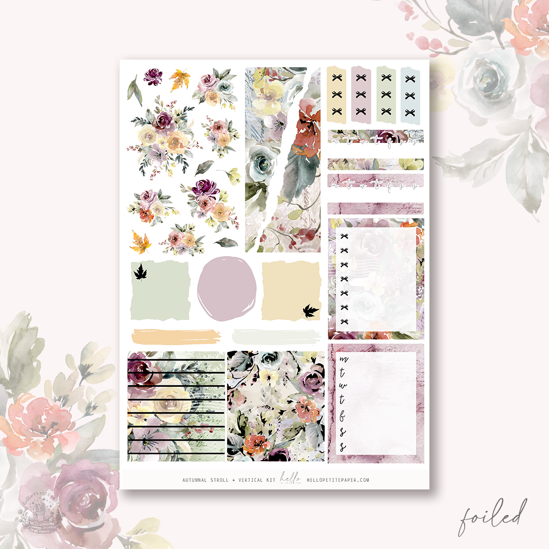 Autumnal Stroll - gold FOILED KIT - premium matte paper sticker kit