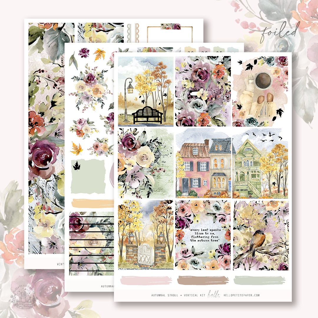 Autumnal Stroll - gold FOILED KIT - premium matte paper sticker kit