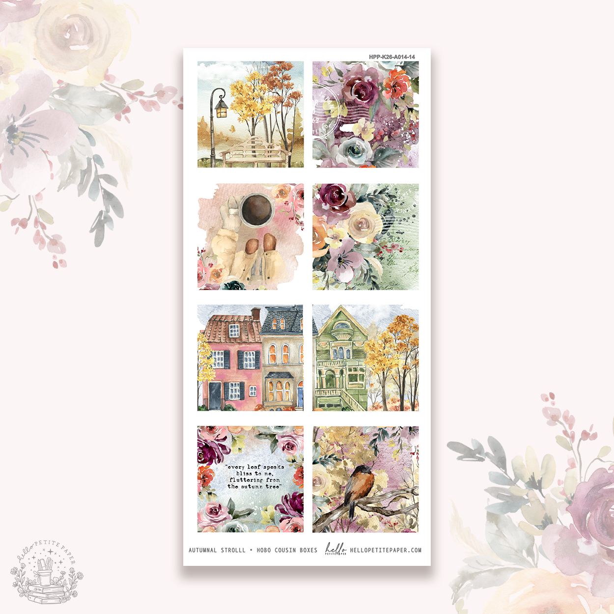 Autumnal Stroll - Hobonichi cousin boxes stickers