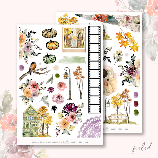 Autumnal Stroll  - FOILED Journaling Sticker Kit