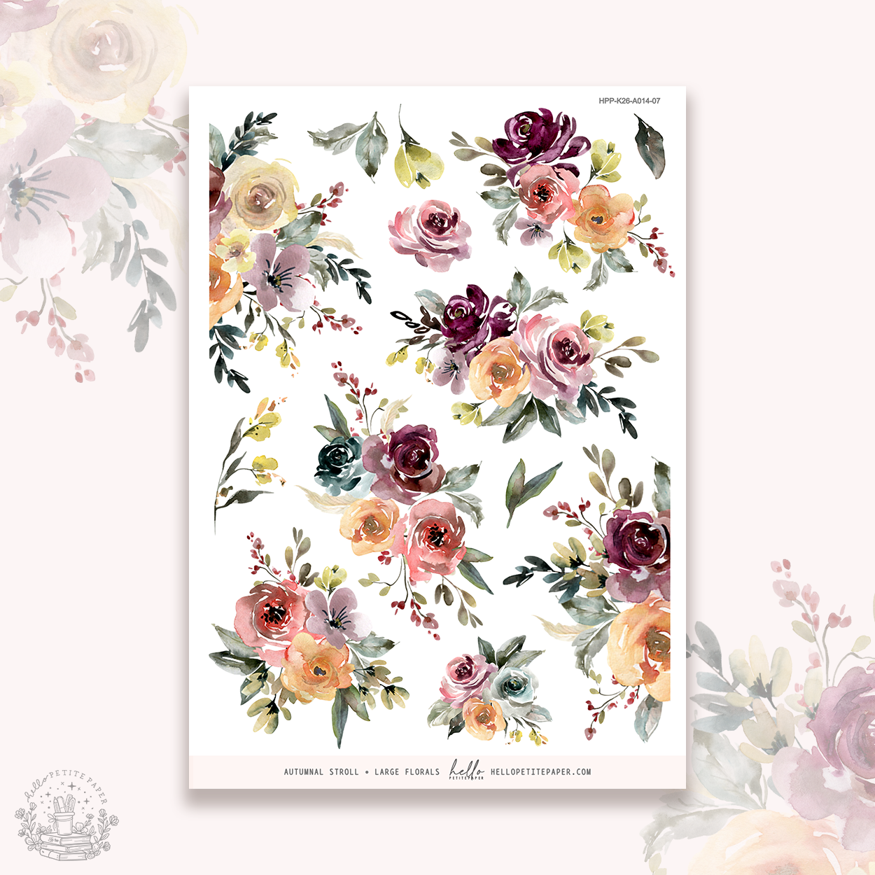Autumnal Stroll - Large Floral Deco Stickers