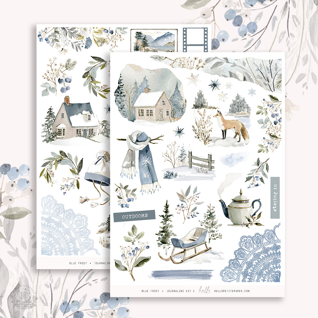 ﻿Blue Frost  - Journaling Sticker Kit