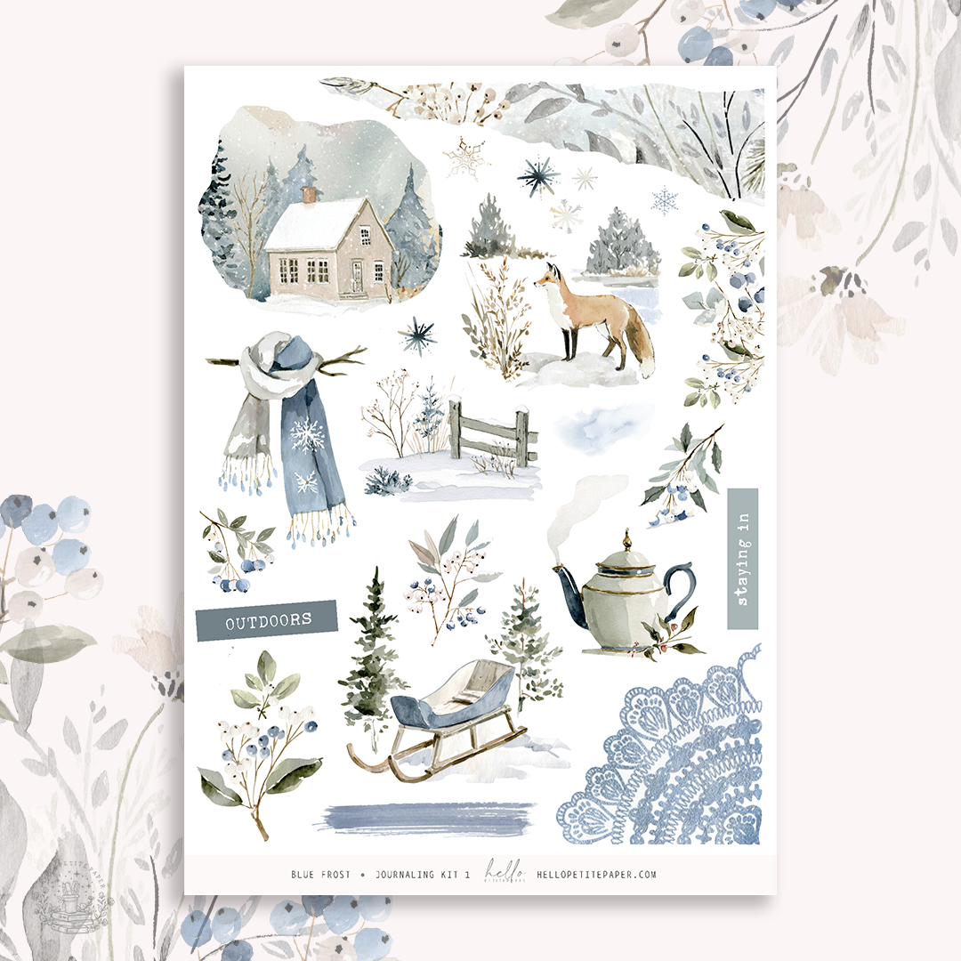 ﻿Blue Frost  - Journaling Sticker Kit