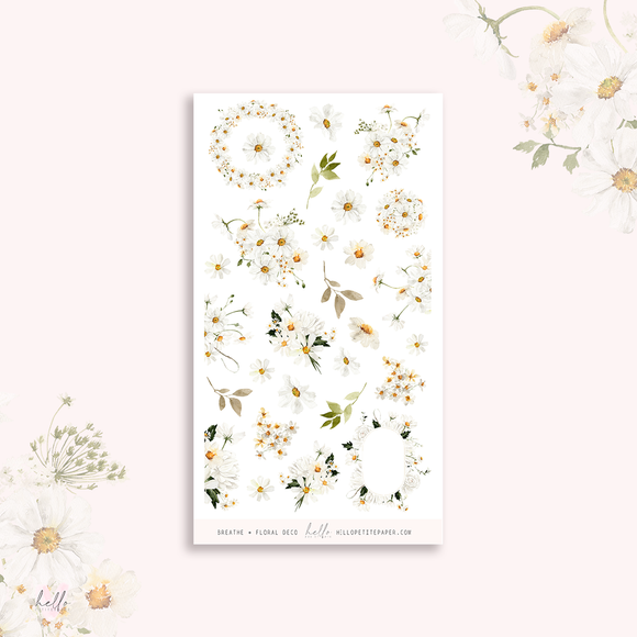 Breathe  - floral deco, planner stickers