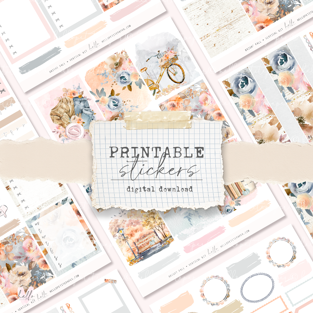 Printable sticker kit - Bright Fall (4 sticker sheets)