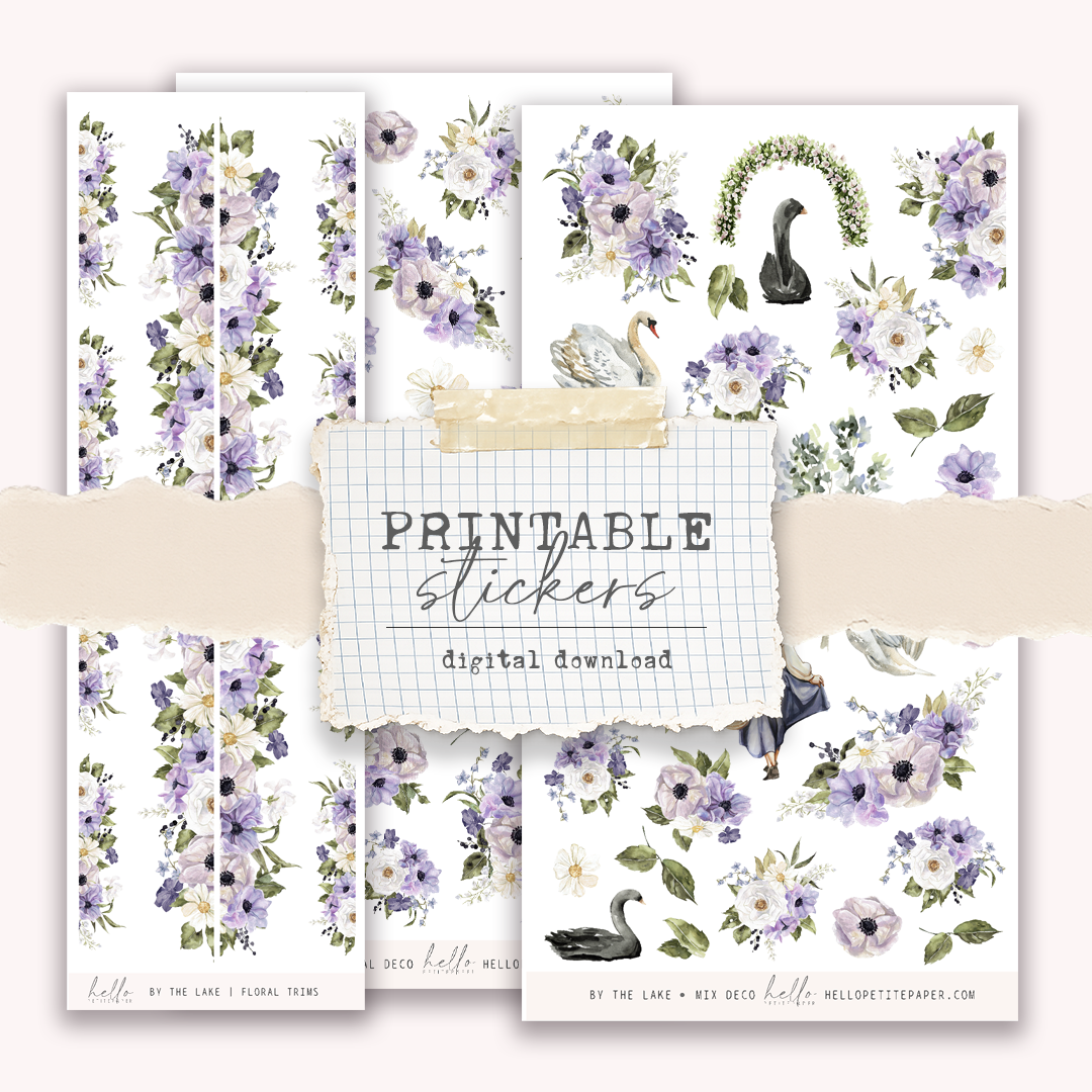 Printable sticker kit - By the lake deco (3 sticker sheets)