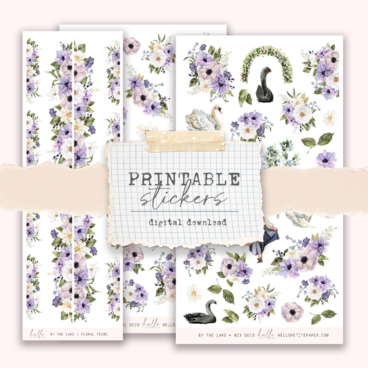 Printable sticker kit - By the lake deco (3 sticker sheets)