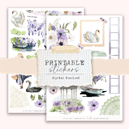 Printable sticker kit - By the lake JOURNALING kit (2 sticker sheets)