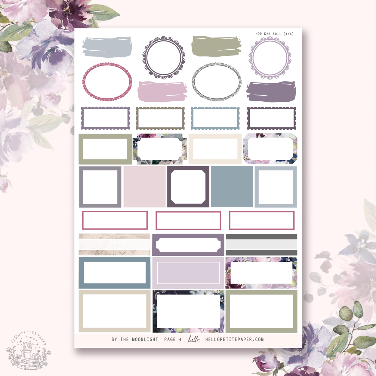 By the moonlight - silver FOILED KIT - premium matte paper sticker kit